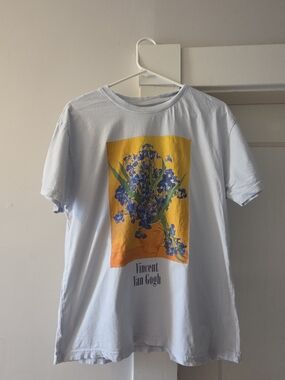 Mighty Fine Light Blue Graphic Tee with Yellow Print